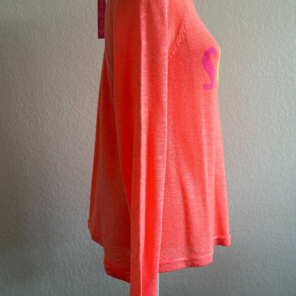 NWT Lilly Pulitzer “SUNNY” Danette Sweater – Papaya Punch Sunny Intarsia Size: L - Picture 4 of 10